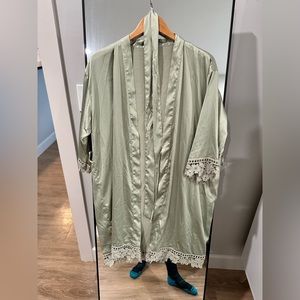 OS sage green tie robe